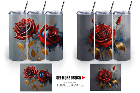 Tumbler Wrap 3D Red Rose Sublimation artnoy 