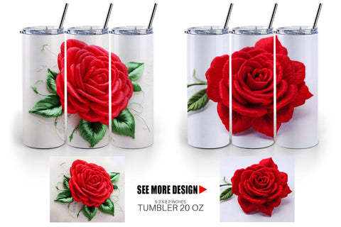 Tumbler Wrap 3D Rose Embroidery Sublimation artnoy 