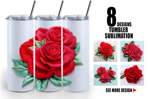Tumbler Wrap 3D Rose Embroidery Sublimation artnoy 