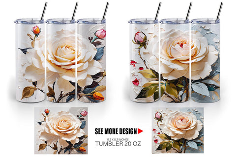Tumbler Wrap 3D Rose Flower Sublimation artnoy 
