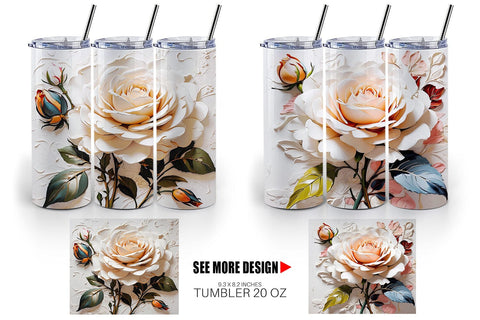 Tumbler Wrap 3D Rose Flower Sublimation artnoy 