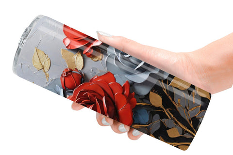 Tumbler Wrap 3D Rose Paint Texture Sublimation artnoy 