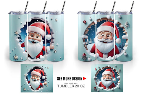 Tumbler Wrap 3D Santa Claus Sublimation artnoy 