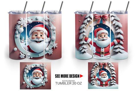 Tumbler Wrap 3D Santa Claus Sublimation artnoy 