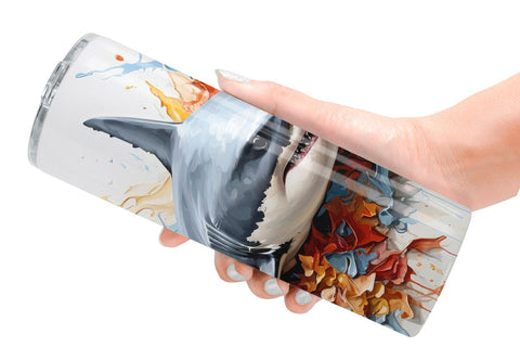 Tumbler Wrap 3D Shark Painting Sublimation artnoy 