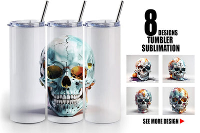Tumbler Wrap 3D Skull Halloween Sublimation artnoy 