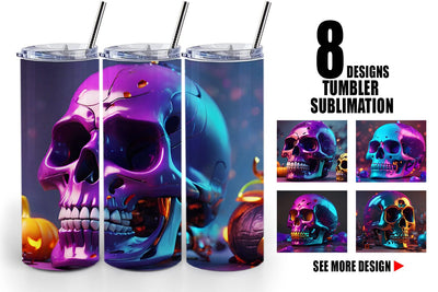 Tumbler Wrap 3D Skull spooky Sublimation artnoy 
