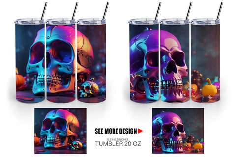 Tumbler Wrap 3D Skull spooky Sublimation artnoy 