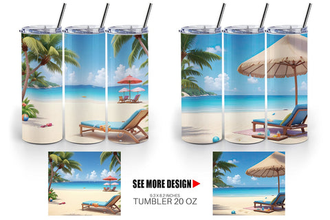 Tumbler Wrap 3D Summer Beach Sublimation artnoy 