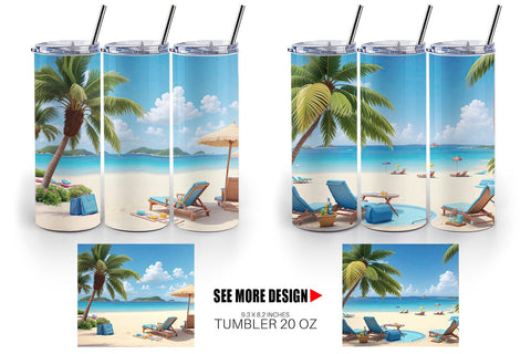 Tumbler Wrap 3D Summer Beach Sublimation artnoy 