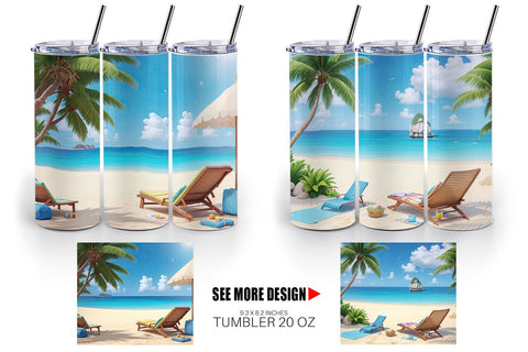 Tumbler Wrap 3D Summer Beach Sublimation artnoy 