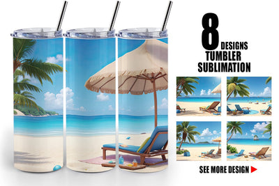 Tumbler Wrap 3D Summer Beach Sublimation artnoy 