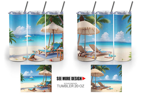 Tumbler Wrap 3D Summer Beach Sublimation artnoy 