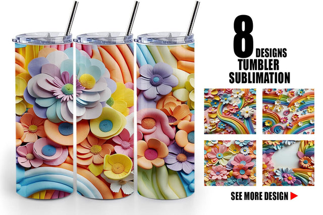 Tumbler Wrap 3D Summer Flowers Sublimation artnoy 