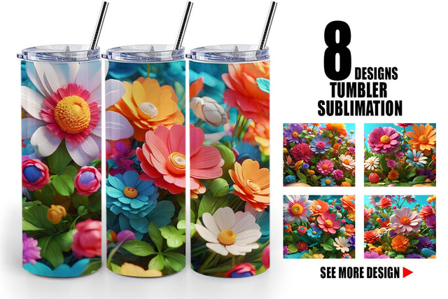 Tumbler Wrap 3D Summer Flowers Sublimation artnoy 