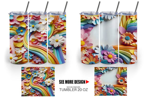 Tumbler Wrap 3D Summer Flowers Sublimation artnoy 