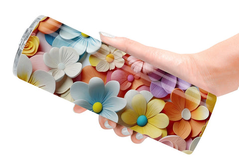 Tumbler Wrap 3D Summer Flowers Sublimation artnoy 