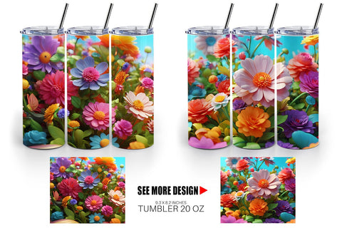 Tumbler Wrap 3D Summer Flowers Sublimation artnoy 