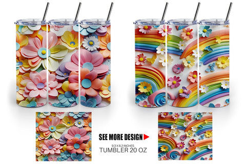 Tumbler Wrap 3D Summer Flowers Sublimation artnoy 