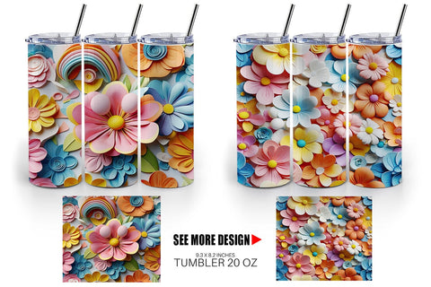 Tumbler Wrap 3D Summer Flowers Sublimation artnoy 