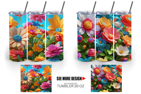 Tumbler Wrap 3D Summer Flowers Sublimation artnoy 