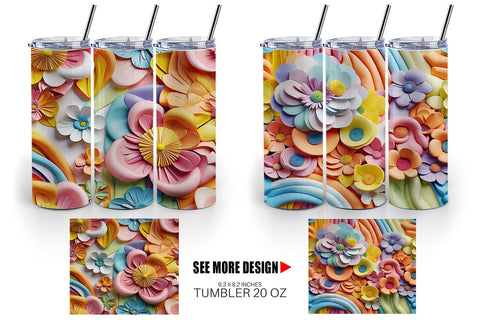 Tumbler Wrap 3D Summer Flowers Sublimation artnoy 