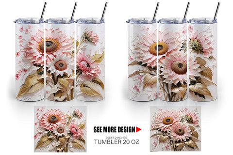 Tumbler Wrap 3D Sunflower Painting Sublimation artnoy 