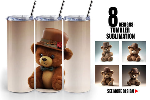 Tumbler Wrap 3D Teddy Bear Sublimation artnoy 