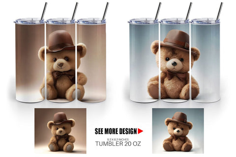 Tumbler Wrap 3D Teddy Bear Sublimation artnoy 