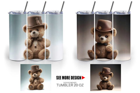 Tumbler Wrap 3D Teddy Bear Sublimation artnoy 