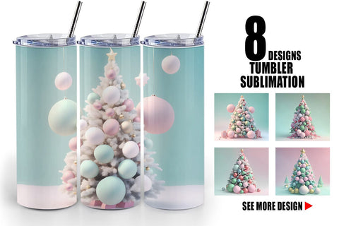 Tumbler Wrap 3D Tree Christmas Pastel Sublimation artnoy 