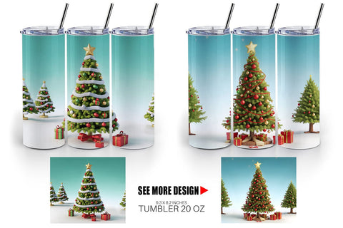 Tumbler Wrap 3D Tree Christmas Sublimation artnoy 