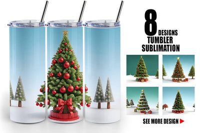 Tumbler Wrap 3D Tree Christmas Sublimation artnoy 