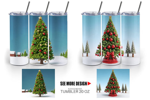 Tumbler Wrap 3D Tree Christmas Sublimation artnoy 