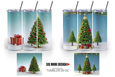 Tumbler Wrap 3D Tree Christmas Sublimation artnoy 