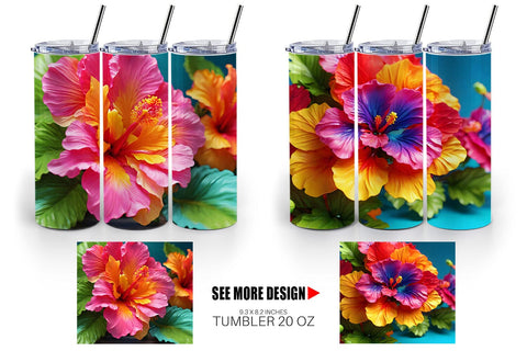 Tumbler Wrap 3D Tropical Hibiscus Sublimation artnoy 