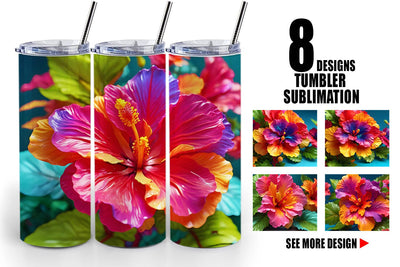 Tumbler Wrap 3D Tropical Hibiscus Sublimation artnoy 