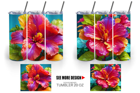 Tumbler Wrap 3D Tropical Hibiscus Sublimation artnoy 