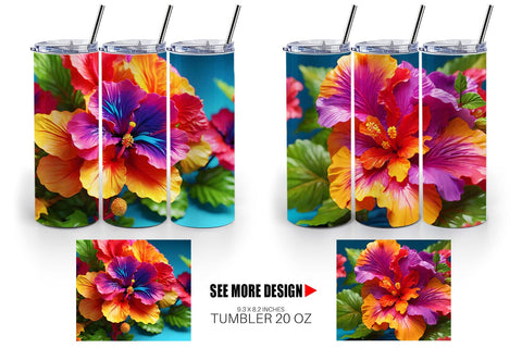 Tumbler Wrap 3D Tropical Hibiscus Sublimation artnoy 