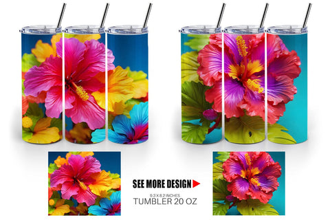 Tumbler Wrap 3D Tropical Hibiscus Sublimation artnoy 