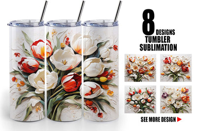 Tumbler Wrap 3D Tulip Flower Painting Sublimation artnoy 