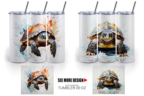 Tumbler Wrap 3D Turtle Painting Sublimation artnoy 