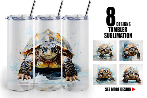 Tumbler Wrap 3D Turtle Painting Sublimation artnoy 