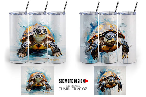 Tumbler Wrap 3D Turtle Painting Sublimation artnoy 