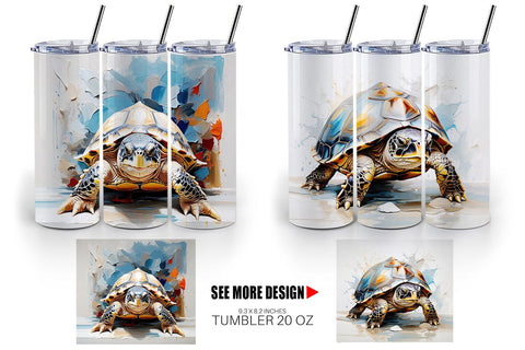 Tumbler Wrap 3D Turtle Painting Sublimation artnoy 