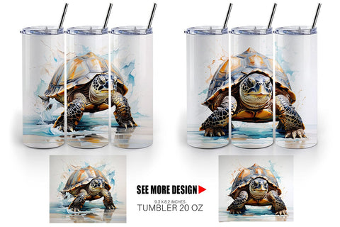 Tumbler Wrap 3D Turtle Painting Sublimation artnoy 