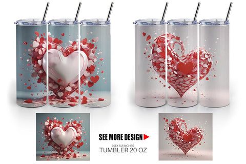 Tumbler Wrap 3D Valentine Heart Sublimation artnoy 