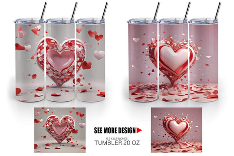 Tumbler Wrap 3D Valentine Heart Sublimation artnoy 