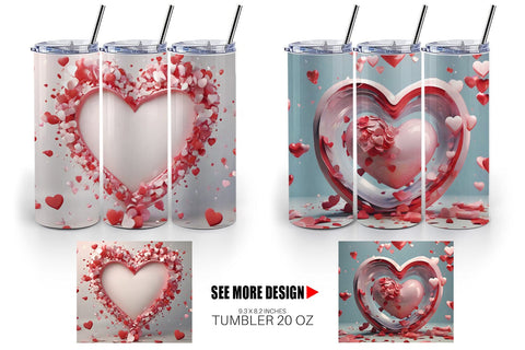 Tumbler Wrap 3D Valentine Heart Sublimation artnoy 