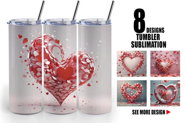 Tumbler Wrap 3D Valentine Heart Sublimation artnoy 